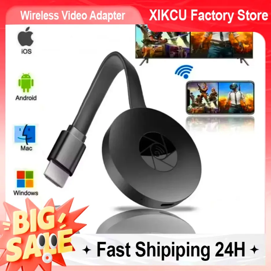 XIKCU 1080P G2 pour écran MiraScreen Anycast Wifi Dongle Portable Compatible HDMI Compatible pour TV Android Ios écran miroir
