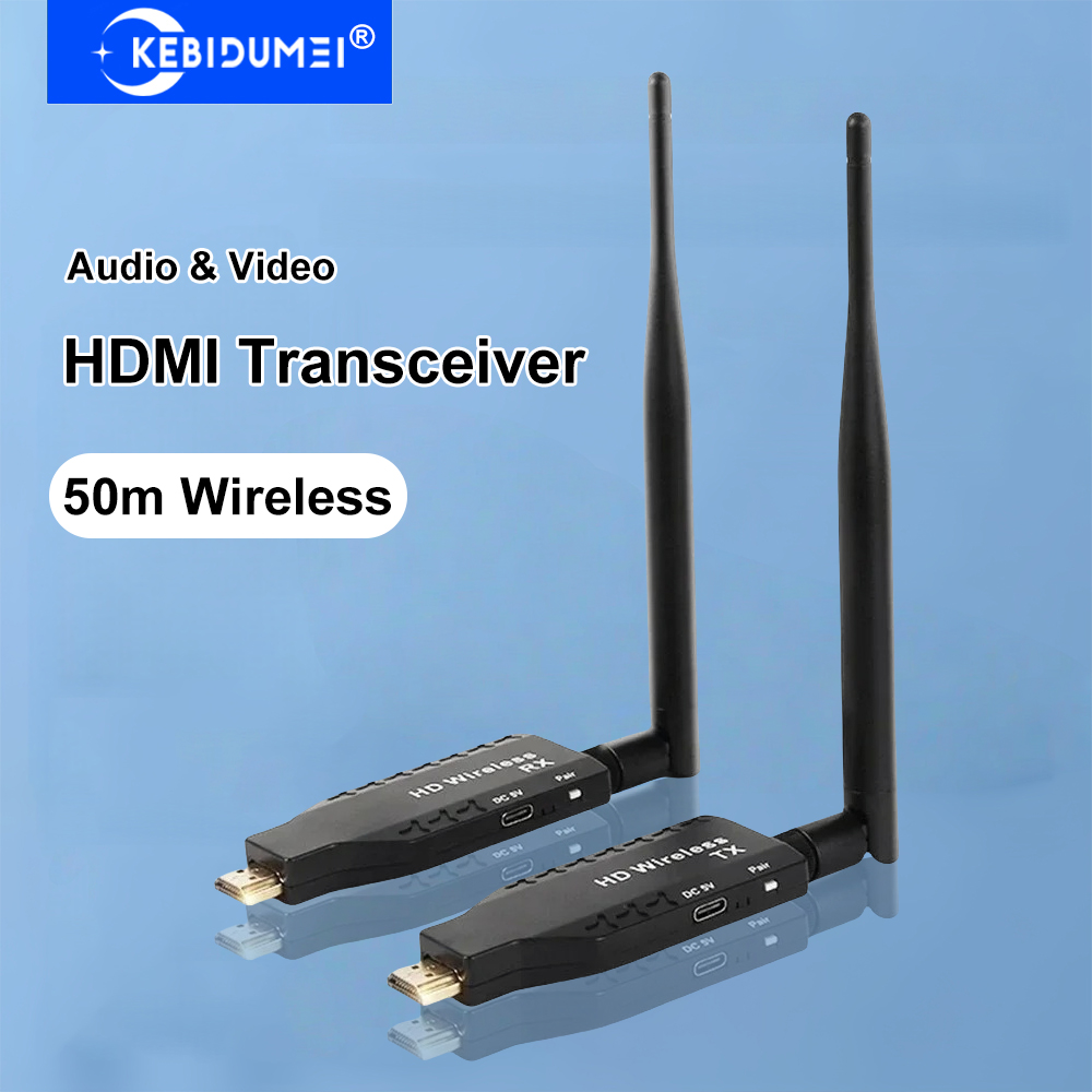 50m Wireless HDMI Video Transmitter and Receiver 5G 1080P 60Hz  Audio & Video Transceiver for PS4 Camera Laptop PC TV Projector