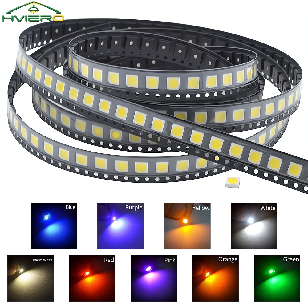 Puce lumineuse à LED pour bricolage, ampoule à diodes électroluminescentes au plafond, blanc, rouge, bleu, rose, RVB, SMD, SMT, 3V, 100-5050 k, 6000 pièces