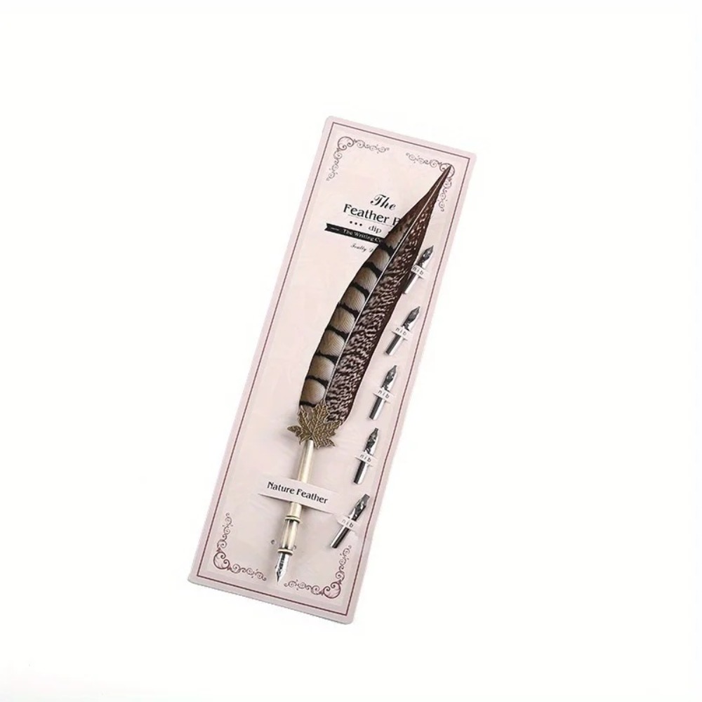 Stylo plume plume de paon Vintage européen, stylo à encre trempé dans l'eau, stylo d'affaires à 5 plumes