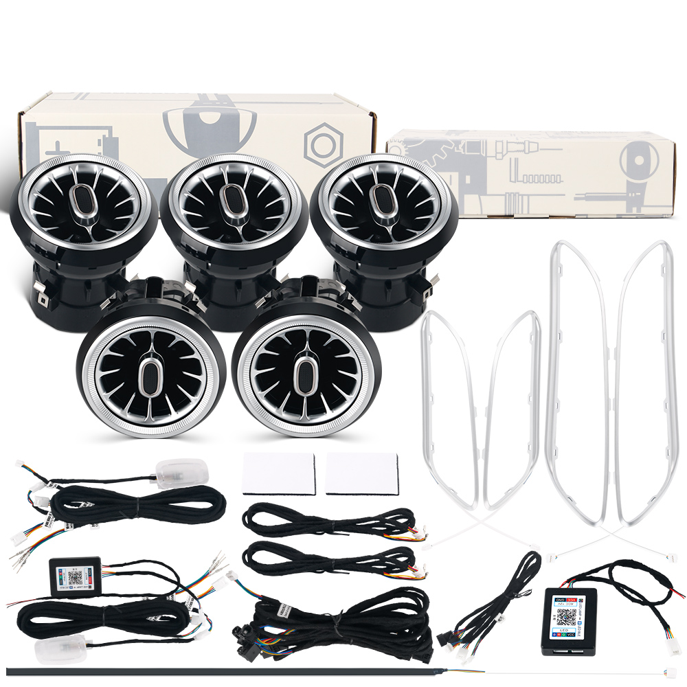 Pour Benz W176 W117 W156 X156 A CLA GLA 12/64 couleur lumière ambiante Turbine lampe de ventilation tableau de bord porte lumières Kit voiture/App contrôle
