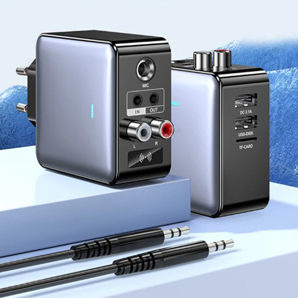 Chargeur Double USB avec Bluetooth 2.0, QC 3.5 H6, EU, US Plug, 6.5mm, 5.3mm, AUX, RCA, U-Disk, TF, MIC, Karaoké, HIFI, Émetteur-récepteur Audio