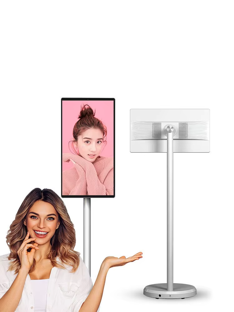 21.5 Inch Android Smart Tv with Rotatable Touch Screen, Android 13 Tablet on Movable Stand, 6G+128G Memory 4K Camera Entertain