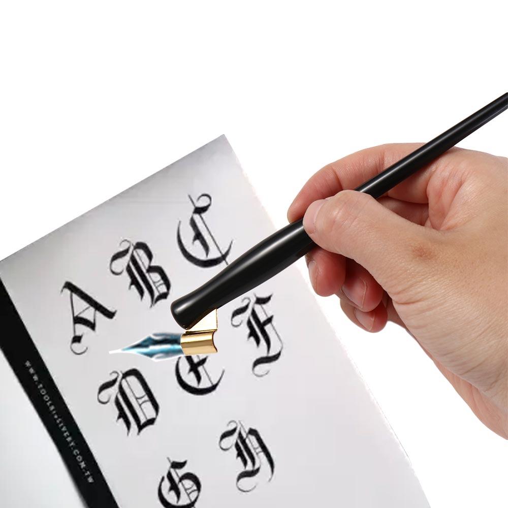 Porte-stylo à tremper Oblique, écriture anglaise, dessin artistique, stylo de calligraphie, plume en résine Antique, plaque de cuivre, stylo d'écriture, Signature