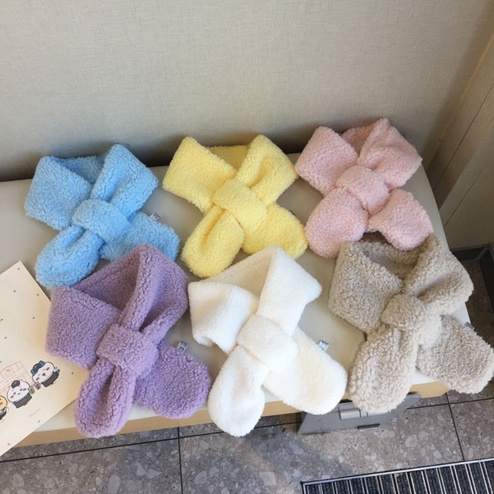Écharpe chaude d'hiver à la mode, écharpe épaisse en polaire d'agneau en peluche, châle doux et mignon pour garçons et filles