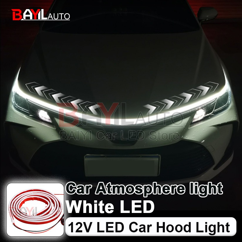 Bande lumineuse blanche pour capot de voiture 12V, lampe de décoration Led de démarrage, lampe de jour Flexible, bandes de phares automobiles, Assecorie de voiture