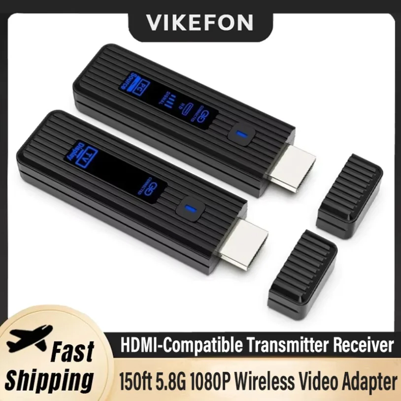 Transmetteur récepteur/extension vidéo sans fil, Compatible HDMI, 150 pieds, 5.8G, 1080P, transmission PC/ordinateur portable/TV-Box vers TV/moniteur/projecteur