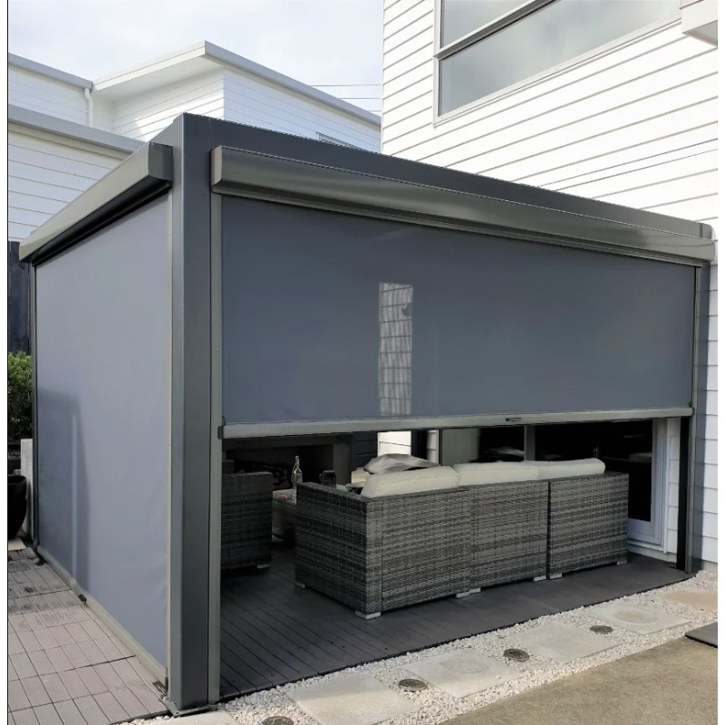 Terrace Outdoor Shade Outdoor Windproof Roller Blinds Electric Screen Sunshade and Terrace Balcony Pavilion Curtains
