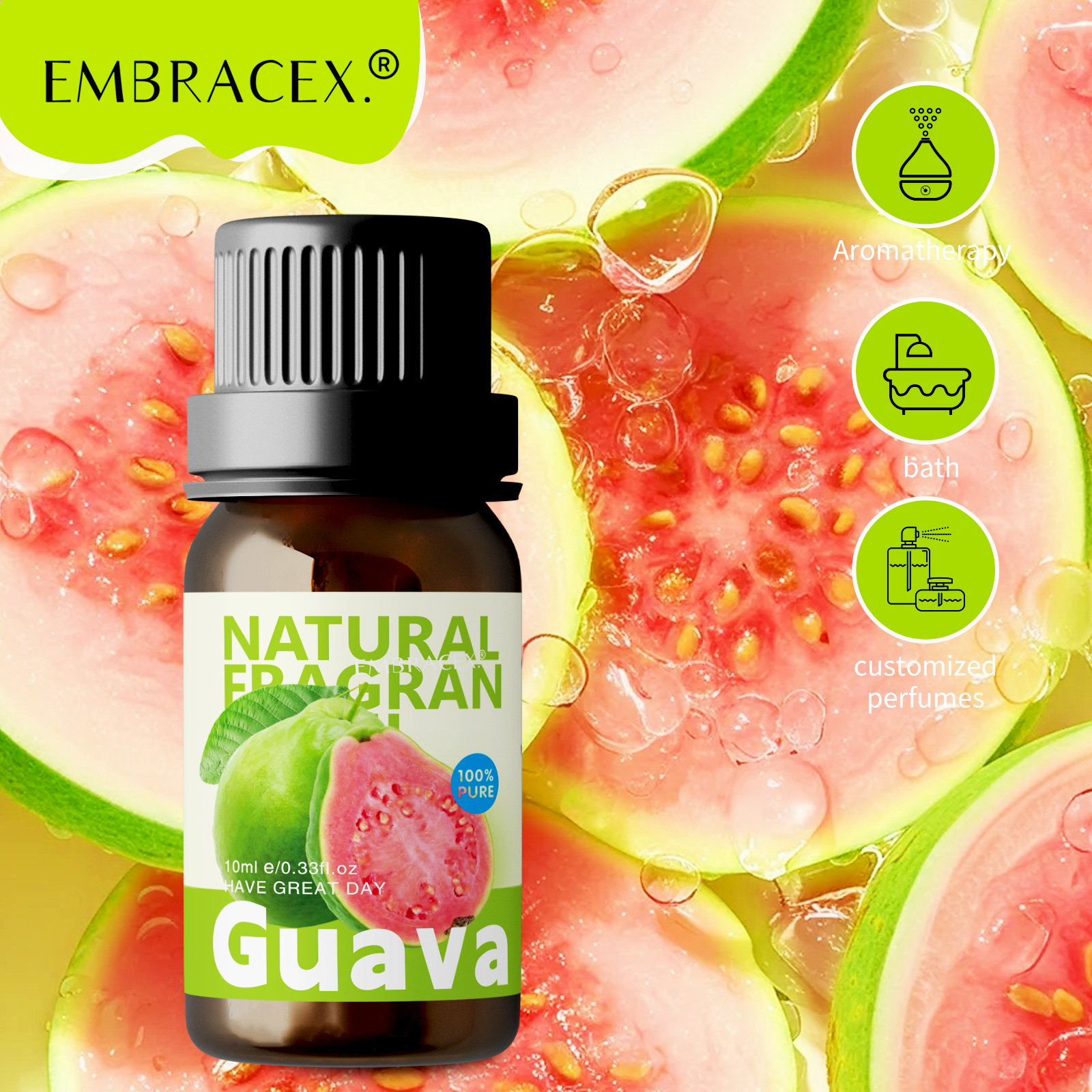 Huiles essentielles de goyave, parfum pour femmes, parfum de voiture, cadeaux amusants, huile essentielle pour le visage, Essences aromatiques, 10ml