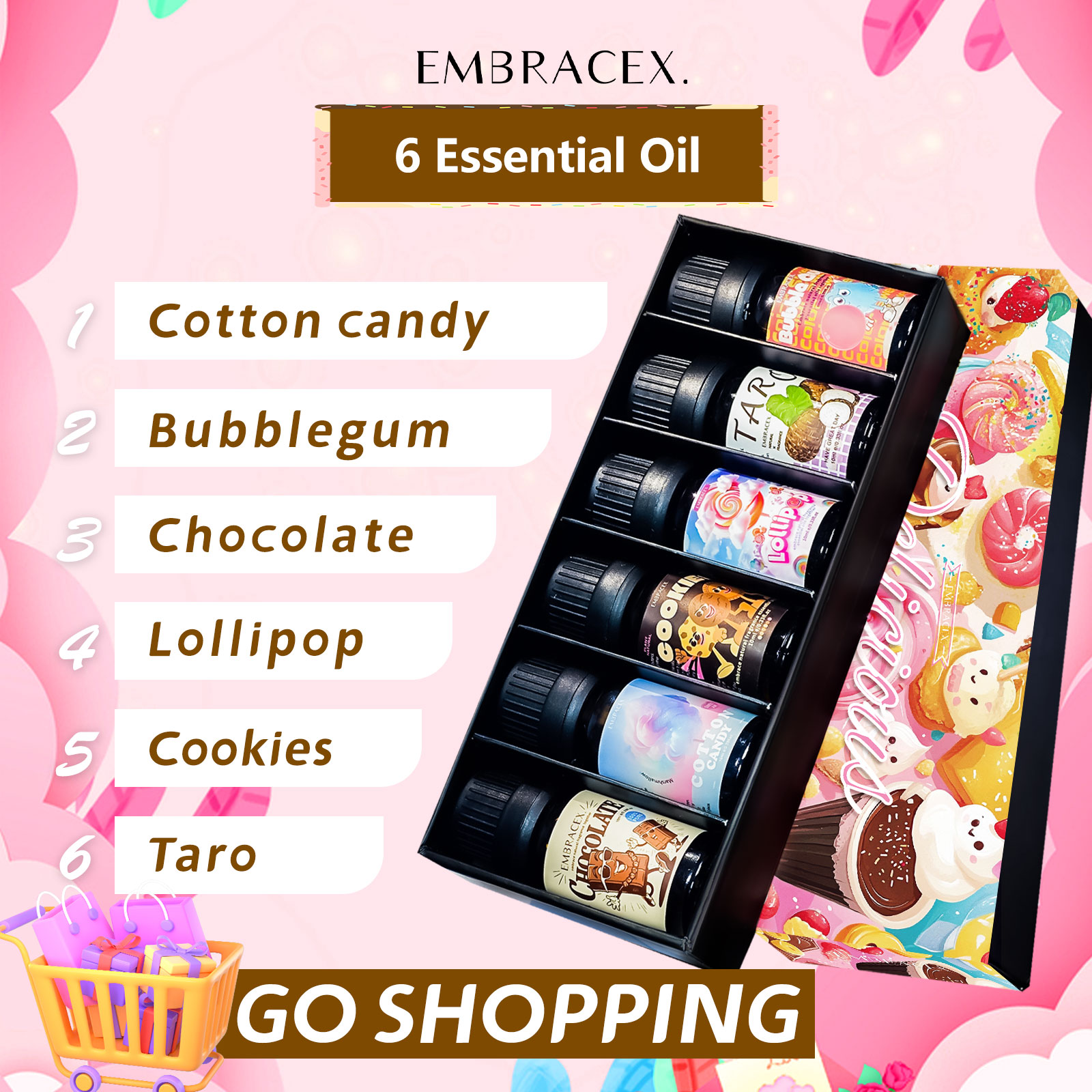 Boîte à cadeaux délicieuses d'huiles essentielles, 6 pièces/1 ensemble, fabrication de savon de voyage, bougie pour humidificateur et diffuseur, décorations pour la maison, soins de la peau