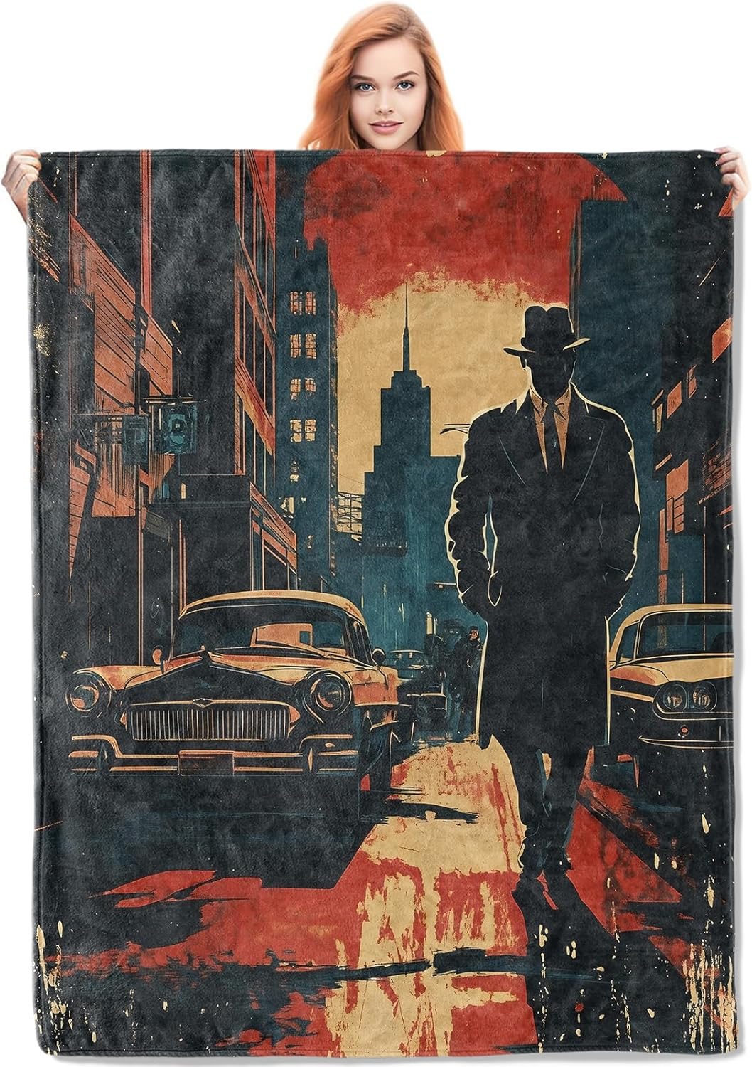 Couverture de détective Noir, cadeaux pour femmes, couverture en flanelle du crime, couvertures douces et chaudes et légères pour lit, canapé, couvertures personnalisées