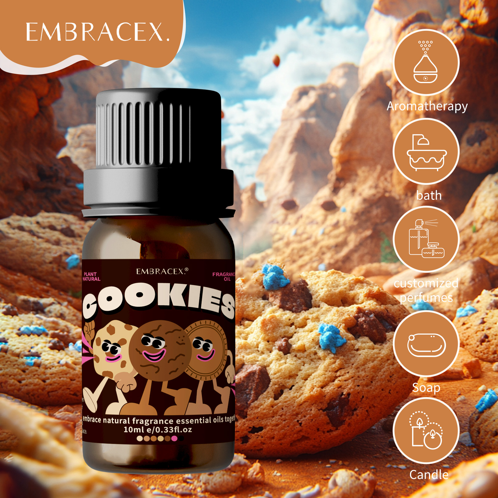 10ml biscuits parfum biscuits parfum huiles essentielles aromathérapie Gourmand parfum pour diffuseurs bougie/savon faisant soin de la peau
