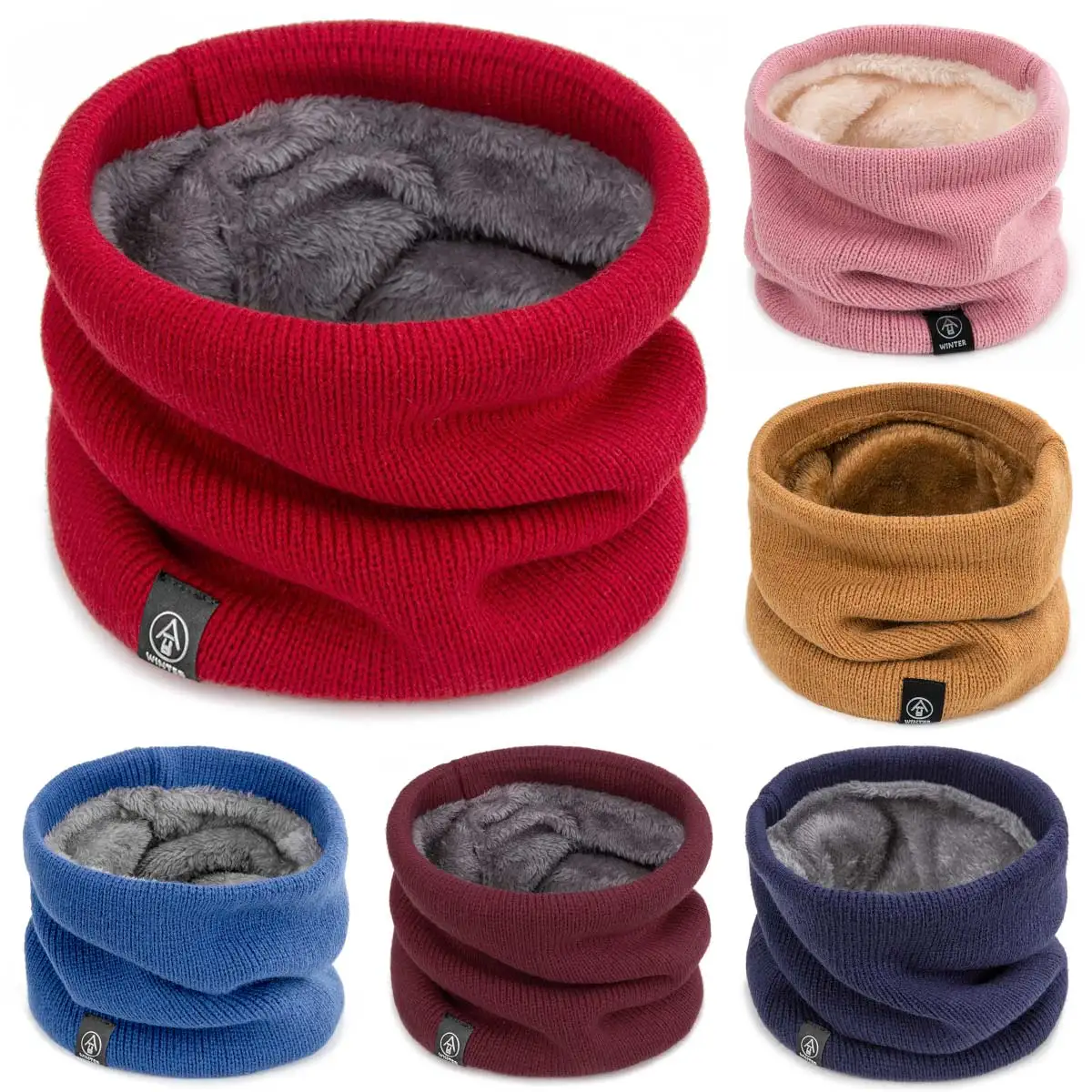 Écharpe chaude d'hiver pour garçons et filles, cache-cou pour bébé, col en laine épaisse, Snood, anneau tricoté en coton, neige froide