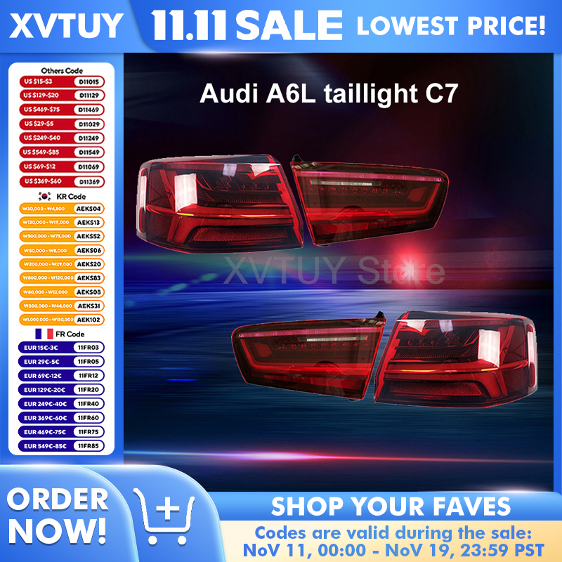 Feux arrière pour Audi A6L C7 2012 – 2018, clignotant LED, frein d'arrêt, assemblage de lampes séquentielles originales, accessoires de feu arrière