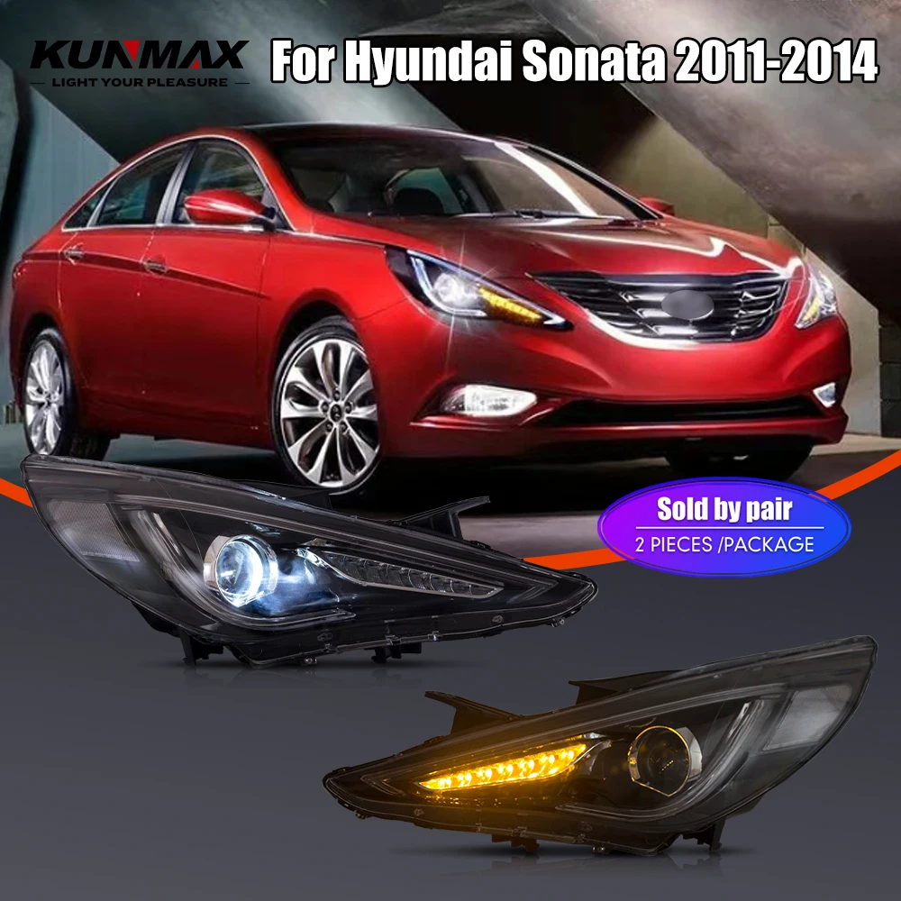 Paire d'assemblage de phares de voiture LED pour Hyundai Sonata 2011 – 2014, feux avant DRL, clignotants, Plug and Play