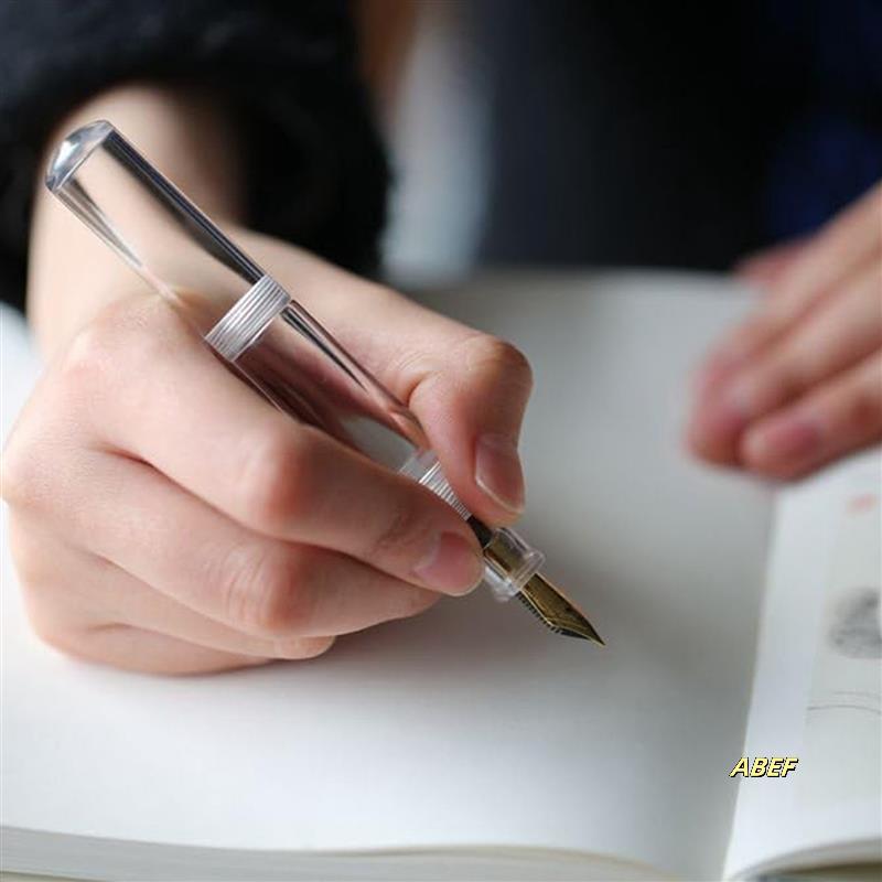 2X Mini compte-gouttes de poche stylo plume stylo à encre d'écriture F plume stylo à encre Portable Mini stylo de poche Transparent
