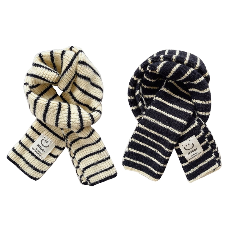 Adjustable Winter Stripe Scarf Kids Wools Scarf Comfortable Wear for Boys Girls