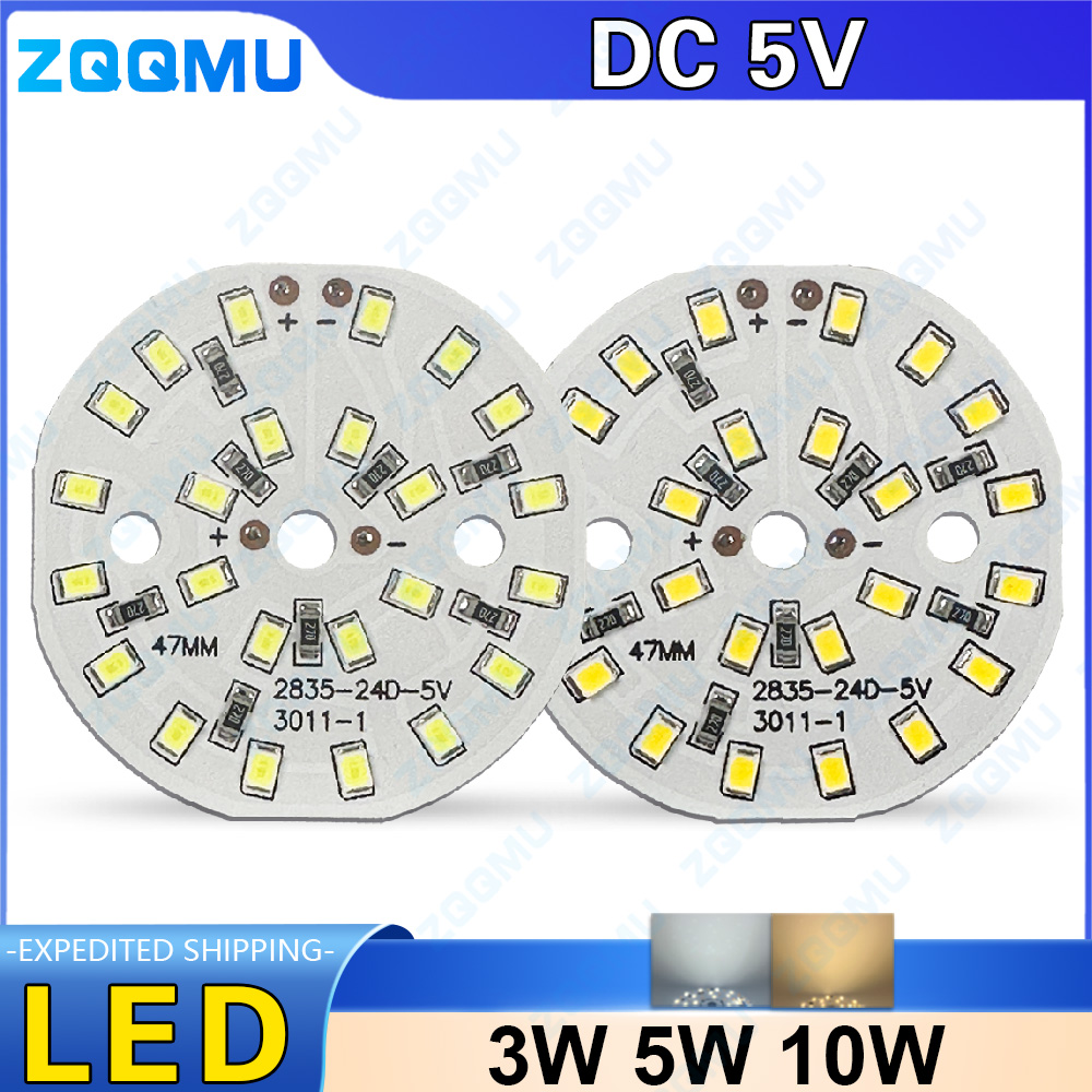 10 pièces DC5V panneau de lampe à LED rond 3W 5W 10W SMD5730 SMD2835 blanc chaud point culminant rond panneau de lampe à LED en aluminium