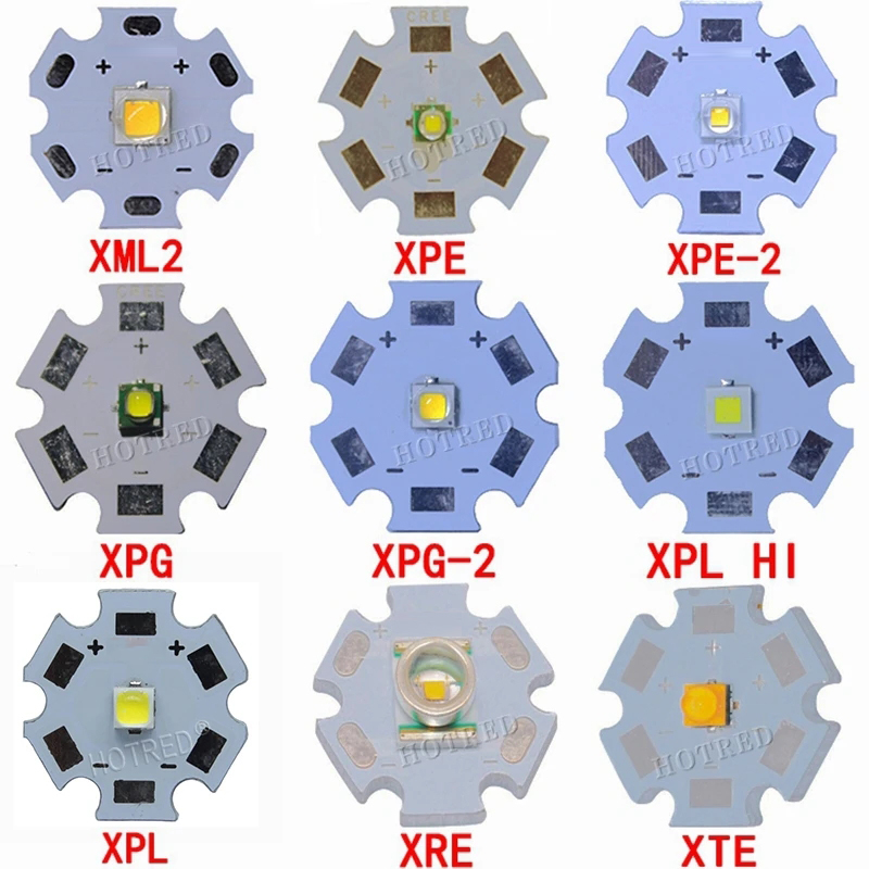 1 pièces 3535 XPG2 XML2 5050-T6 L2 XBD 2525 XP-E R3/XR-E Q5/XP-G2 R5/XT-E R5 puce d'ampoule de lampe de poche LED avec Base de 20mm