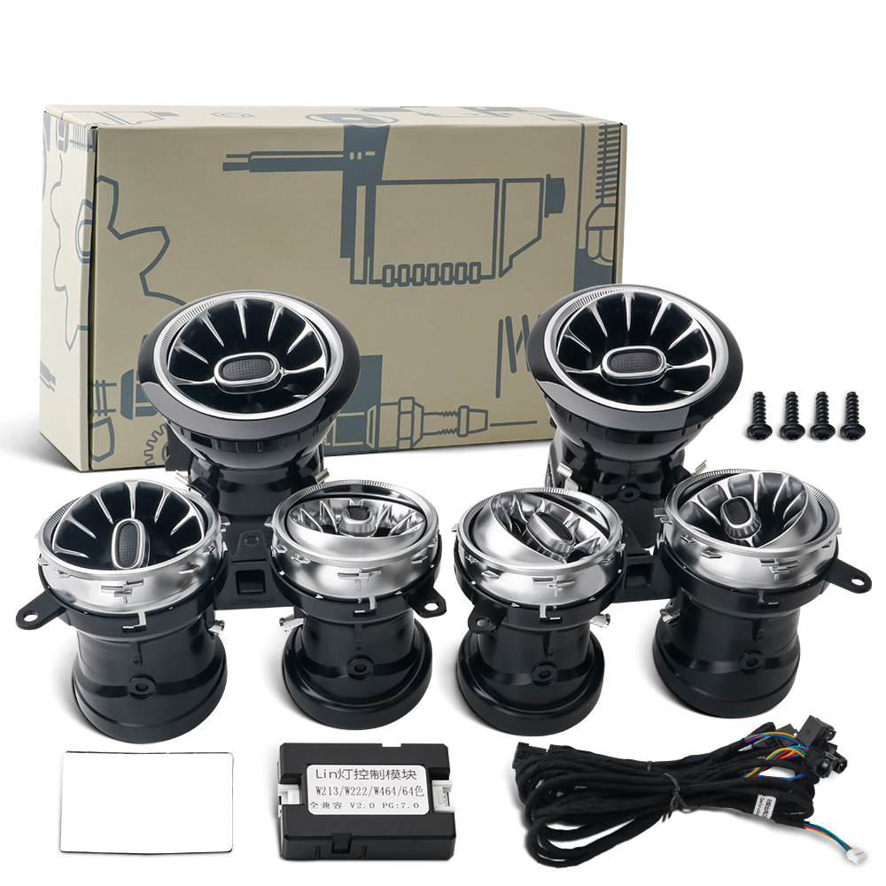 Ventilateurs LED pour Mercedes Benz W213 Classe E, lumière ambiante, turbine, lampe décorative universelle via contrôle d'écran de voiture, RVB, 64 documents