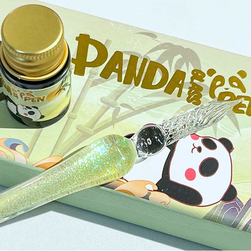 Chine-Chic Panda série stylo à tremper en verre papeterie stylos à plume avec Signature d'encre stylo trempé stylo d'écriture Transparent