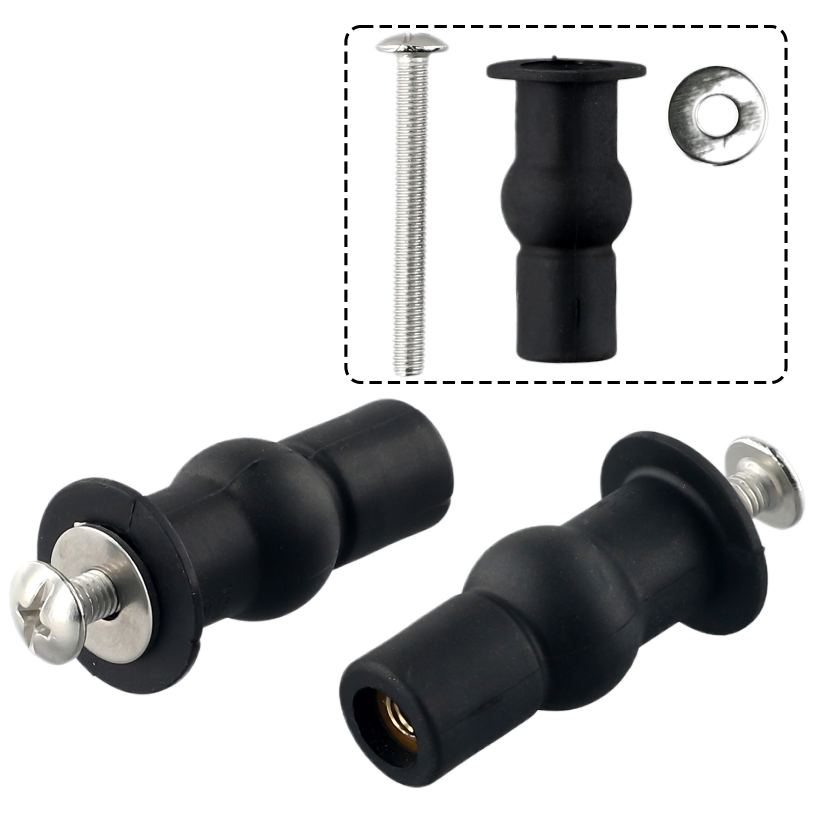 Aa2 Pack Toilet Seat Screws HingesExpandingRubber Top Nuts Fixings WC Blind Hole For Broken Old Toilet Seat Hinges