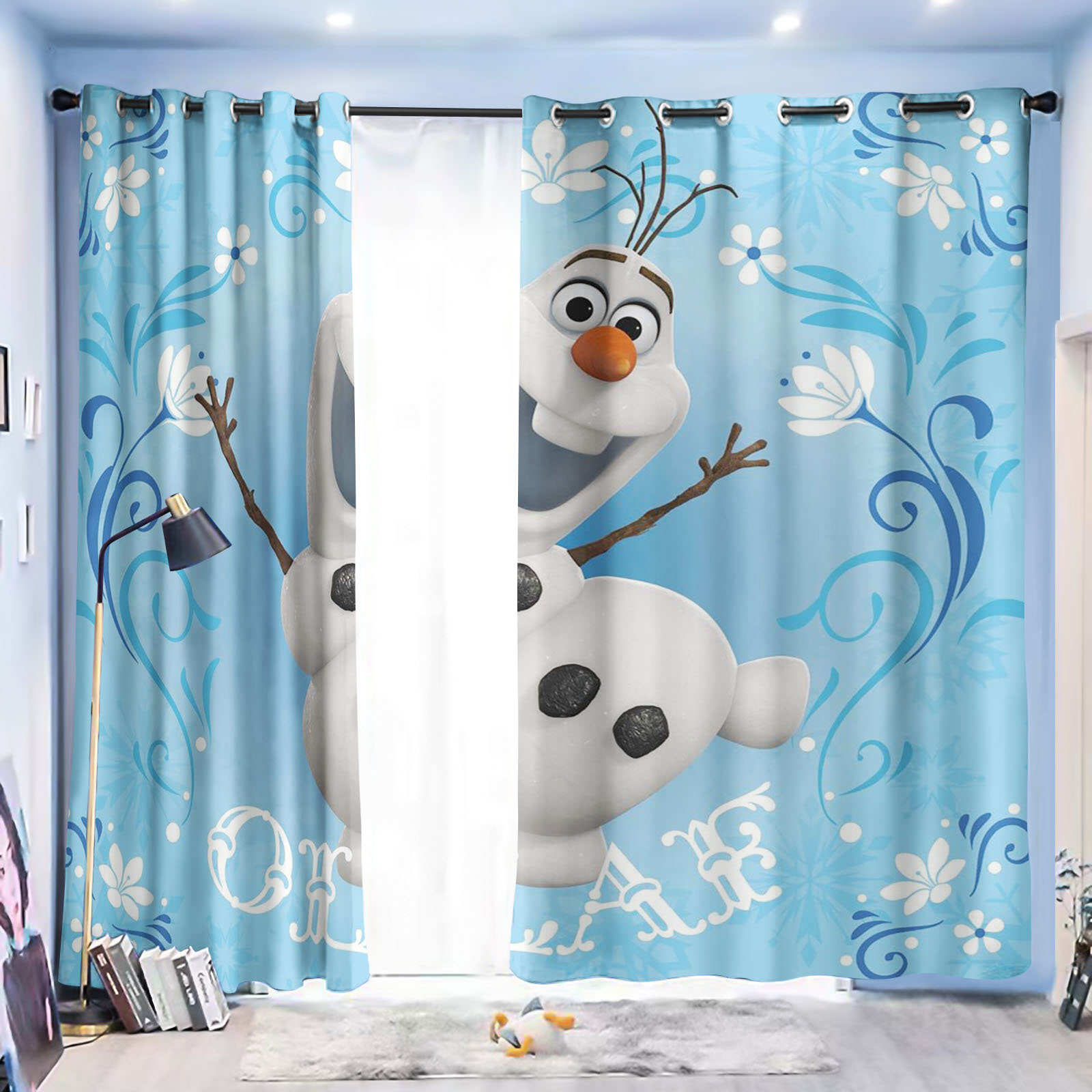 Frozen, Olaf, Elsa décor à la maison rideaux imprimés pour salon chambre rideaux occultants dessin animé mignon anti-poussière 100% Polyester