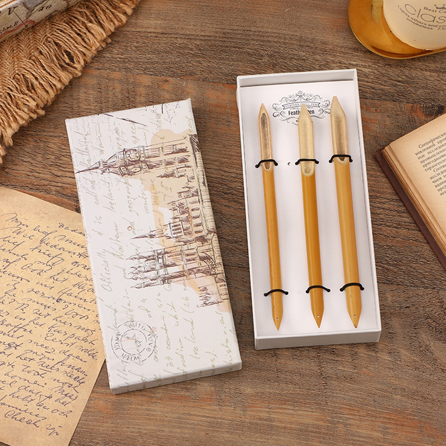 1 ensemble de stylos en bambou naturel, 3 épaisseurs différentes pour les amateurs de calligraphie pour pratiquer la calligraphie, stylo à tremper, police gothique adaptée