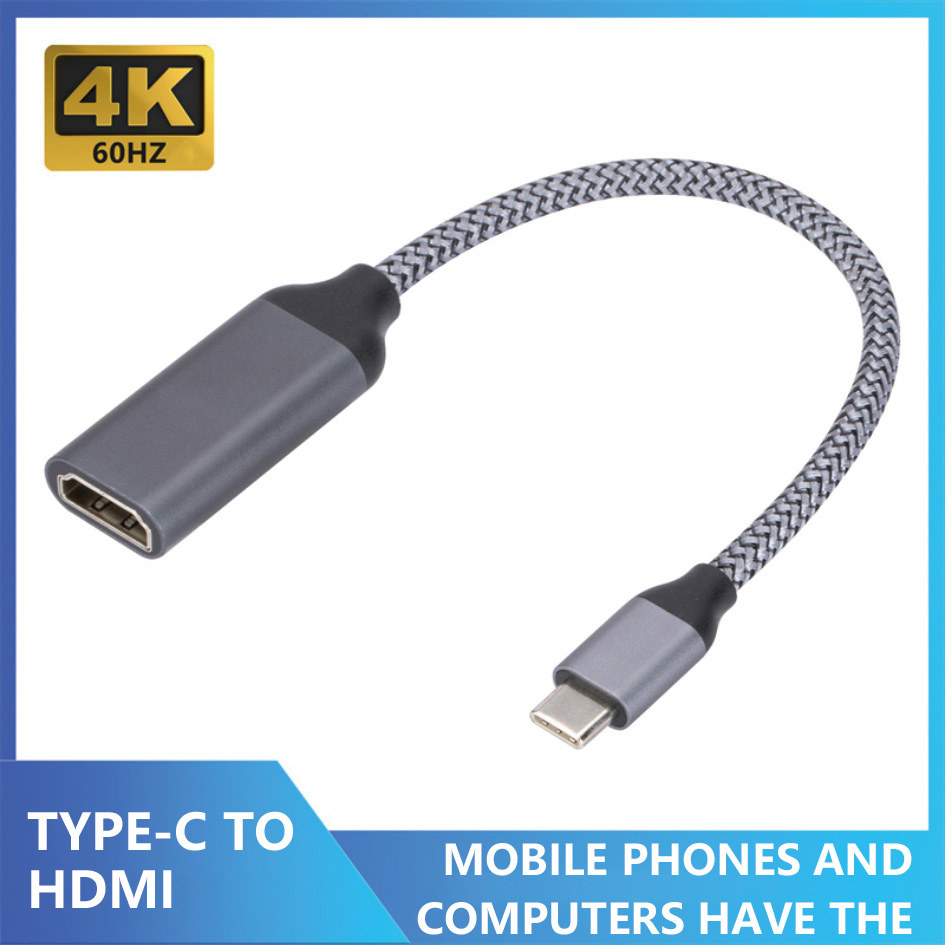 Câble type-c vers HDMI 4K60Hz – Adaptateur de mise en miroir d'écran bidirectionnel pour téléphone/PC/ordinateur portable (convertisseur vidéo HD avec Plug & Play)