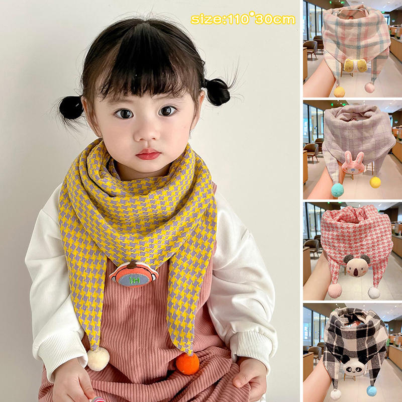 Mignon dessin animé bébé Triangle écharpe hiver chaud enfants cou couverture garçons fille foulard mode vérifier enfants châle foulards 110x30 cm