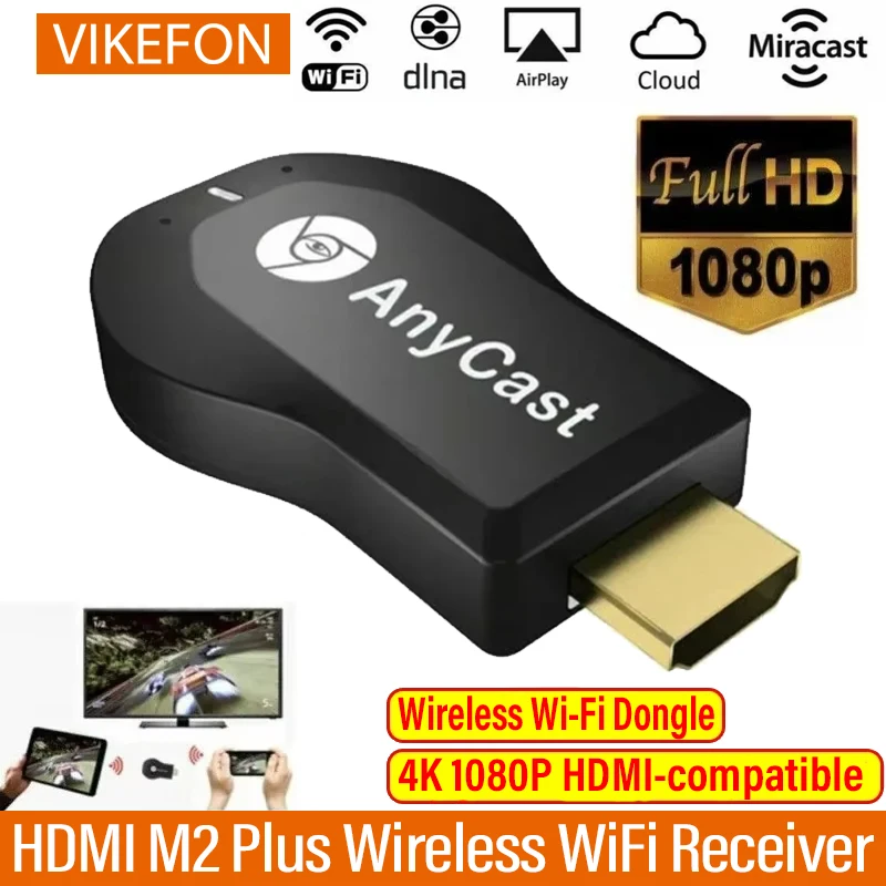 VIKEFON – récepteur Dongle TV sans fil M2 Plus, écran WiFi 4K 1080P, compatible HDMI, pour DLNA Airplay Miracast pour AnyCast pour IOS