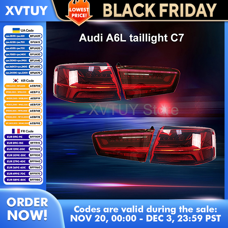 Feux arrière pour Audi A6L C7 2012 – 2018, clignotant LED, frein d'arrêt, assemblage de lampes séquentielles originales, accessoires de feu arrière