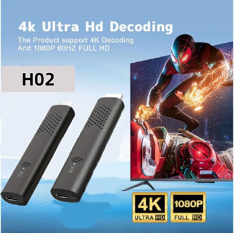 Dcolor Émetteur et récepteur HD sans fil 1080P 60 Hz Kit d'extension HD pour le streaming multimédia, portée maximale de 30 m (98 pieds), faible latence